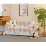 Ριχτάρι Chenille Με Κρόσια C9-7 Μπλε-Πορτοκαλί (4 Διαστάσεις)