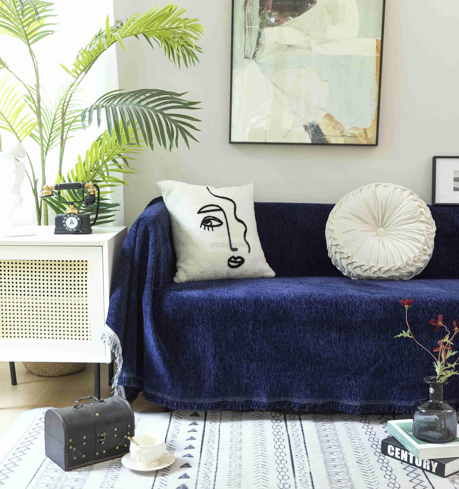 rixtari-c100-20-3 Ριχτάρι Chenille Με Κρόσια C100-20 Μπλε (4 Διαστάσεις) - Image 1