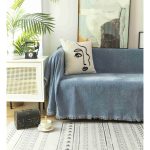 Ριχτάρι Chenille Με Κρόσια C100-7 Σιέλ (4 Διαστάσεις)