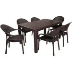 Σετ Τραπεζαρίας 7 Τεμαχίων Elit Rattan Καφέ