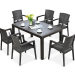 Σετ Τραπεζαρίας 7 Τεμαχίων Elit Rattan (Καφέ)