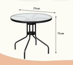 Μεταλλικό Τραπέζι Miami Φ80 με Γυάλινη Επιφάνεια