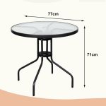 Μεταλλικό Τραπέζι Miami Φ80 με Γυάλινη Επιφάνεια