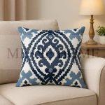 Διακοσμητική Μαξιλαροθήκη με Κέντημα 03 Μπλε (45x45cm)