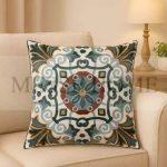 Διακοσμητική Μαξιλαροθήκη με Κέντημα 05 Λαδί (45x45cm)