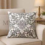 Διακοσμητική Μαξιλαροθήκη με Κέντημα 08 Γκρι (45x45cm)