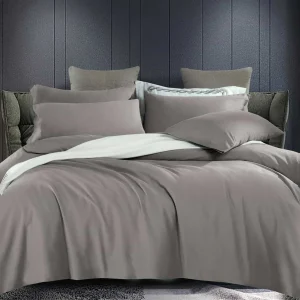 Σετ Παπλ/θήκη Υπέρδιπλη 4 Τεμ. 100% Βαμβάκι (Γκρι Σκούρο)