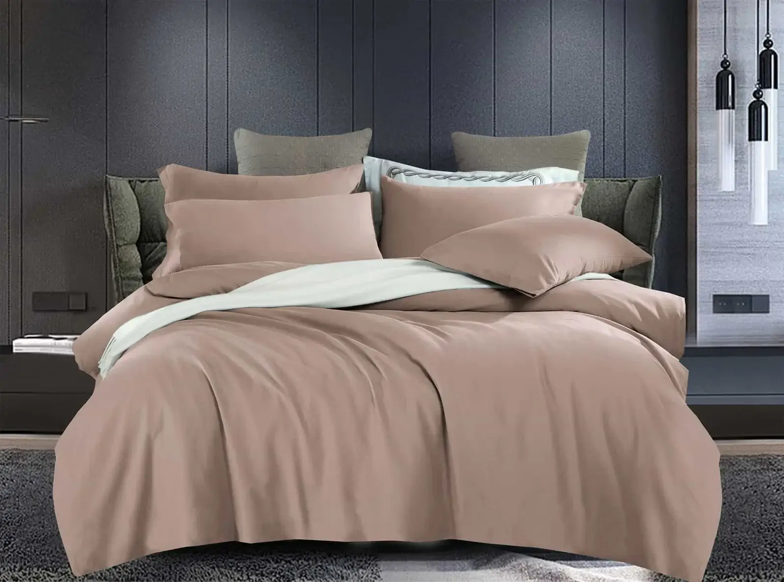 set-sentonia-yperdipla-100%-cotton-kapoytsino Σετ Σεντόνια Υπέρδιπλα 4 Τεμαχίων 100% Βαμβάκι (Καπουτσίνο) - Image 1