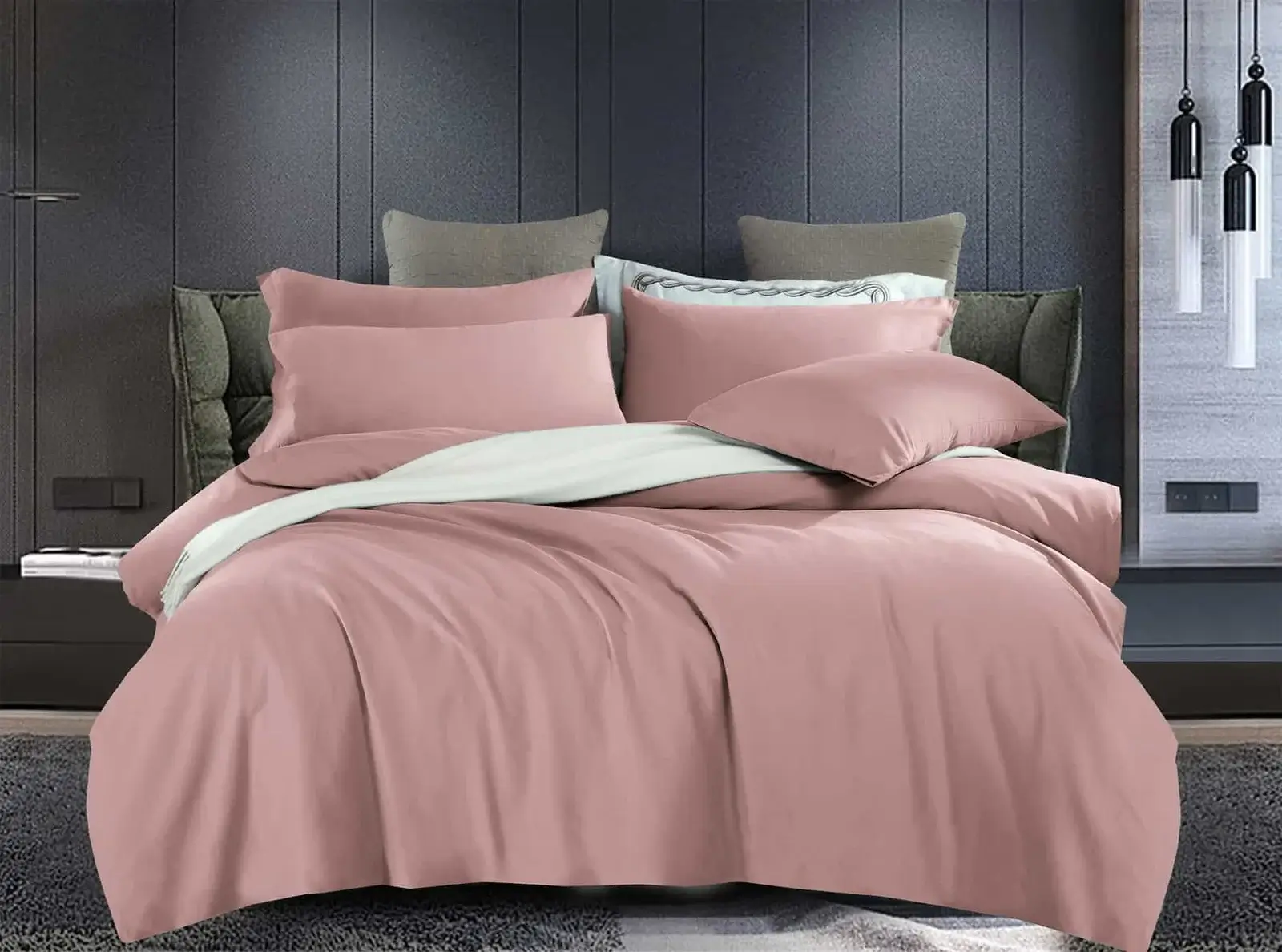 set-sentonia-yperdipla-100%-cotton-somon Σετ Σεντόνια Υπέρδιπλα 4 Τεμαχίων 100% Βαμβάκι (Σομόν) - Image 1