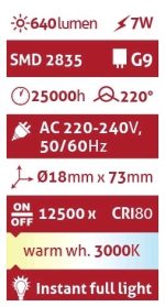 Avide LED G9 7W 220° Θερμό 3000K - Image 3