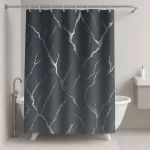 Κουρτίνα Μπάνιου 180x180cm με Χρυσό Τύπωμα #02 (Ανθρακί)