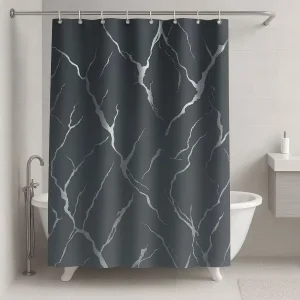 Κουρτίνα Μπάνιου 180x180cm με Χρυσό Τύπωμα #02 (Ανθρακί)