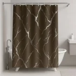 Κουρτίνα Μπάνιου 180x180cm με Χρυσό Τύπωμα #05 (Καφέ)