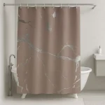 Κουρτίνα Μπάνιου 180x180cm με Χρυσό Τύπωμα #04 (Μόκα)