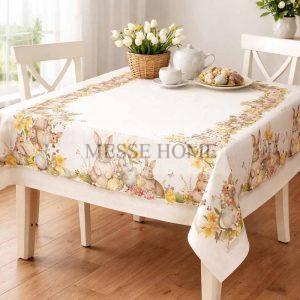 Πασχαλινό Τραπεζομάντηλο με Λαγουδάκια & Λουλούδια -2