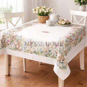 Πασχαλινό Τραπεζομάντηλο με Λαγουδάκια & Λουλούδια -4