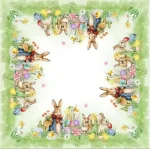 Πασχαλινό Τραπεζομάντηλο με Λαγουδάκια & Λουλούδια -5 - Image 2