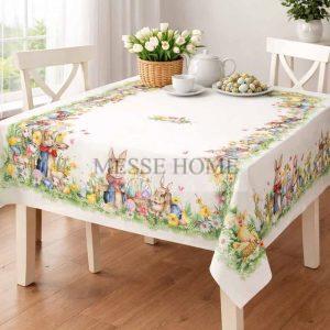 Πασχαλινό Τραπεζομάντηλο με Λαγουδάκια & Λουλούδια -5