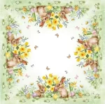 Πασχαλινό Τραπεζομάντηλο με Λαγουδάκια & Λουλούδια -7 - Image 2