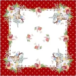 Πασχαλινό Τραπεζομάντηλο με Λαγουδάκια & Λουλούδια -8 - Image 2