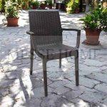 Πολυθρόνα Κήπου Elit Rattan Καφέ Στοιβαζόμενη (56x44x88cm)