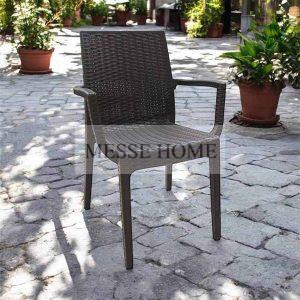 Πολυθρόνα Κήπου Elit Rattan Καφέ Στοιβαζόμενη (56x44x88cm)