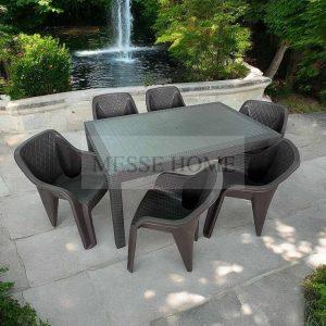 Σετ Τραπεζαρίας Babel Rattan 7 Τεμαχίων (Καφέ)