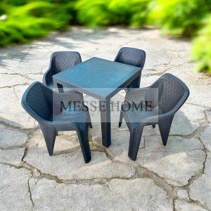 Σετ Τραπεζαρίας 5 Τεμαχίων Babel Rattan (Ανθρακί)