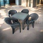 Σετ Τραπεζαρίας Κήπου Hobi Rattan 5 Τεμαχίων (Καφέ)