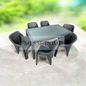 Σετ Τραπεζαρίας 7 Τεμαχίων Babel Rattan (Ανθρακί)