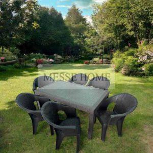 Σετ Τραπεζαρίας Κήπου Hobi Rattan 7 Τεμαχίων (Καφέ)