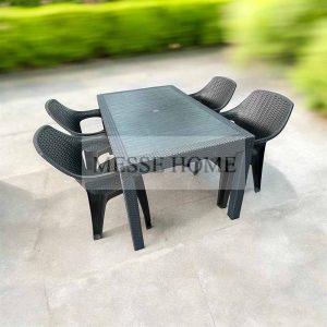 Σετ Τραπεζαρίας 5 Τεμαχίων Queen Rattan (Ανθρακί)