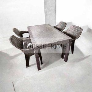 Σετ Τραπεζαρίας 5 Τεμαχίων Queen Rattan (Καφέ)