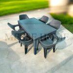 Σετ Τραπεζαρίας 7 Τεμαχίων Queen Rattan (Ανθρακί)