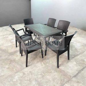 Σετ Τραπεζαρίας 7 Τεμαχίων Terra Elit Rattan (Καφέ)