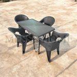 Σετ Τραπεζαρίας 5 Τεμαχίων Terra Hobi Rattan (Καφέ)