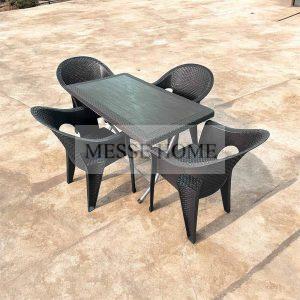 Σετ Τραπεζαρίας 5 Τεμαχίων Terra Hobi Rattan (Καφέ)