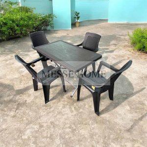 Σετ Τραπεζαρίας 5 Τεμαχίων Terra King Rattan (Καφέ)