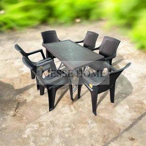 Σετ Τραπεζαρίας 7 Τεμαχίων Terra King Rattan (Καφέ)