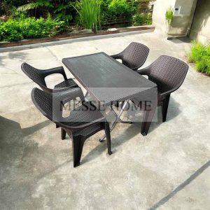 Σετ Τραπεζαρίας 5 Τεμαχίων Terra Queen Rattan (Καφέ)