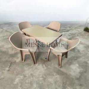 Σετ Τραπεζαρίας 5 Τεμαχίων Terra Queen Rattan (Καπουτσίνο)