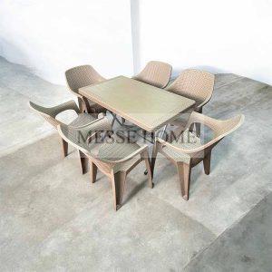 Σετ Τραπεζαρίας 7 Τεμαχίων Queen Rattan (Καπουτσίνο)