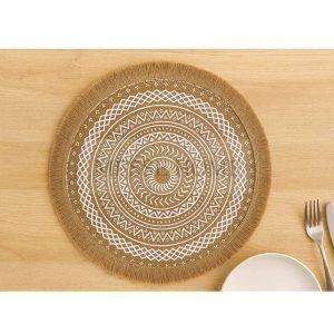 Στρογγυλό Σουπλά Boho MSY 01 με Μαντάλα και Φούντες