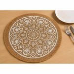 Στρογγυλό Σουπλά Boho MSY 03 με Μαντάλα και Φούντες