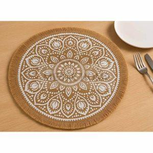 Στρογγυλό Σουπλά Boho MSY 03 με Μαντάλα και Φούντες