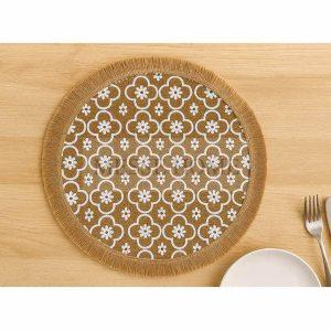 Στρογγυλό Σουπλά Boho MSY 04 με Μαντάλα και Φούντες