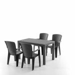 Σετ Τραπεζαρίας 5 Τεμαχίων Side Rattan (Ανθρακί)