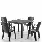 Σετ Τραπεζαρίας 5 Τεμαχίων Side Rattan (Ανθρακί)