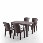 Σετ Τραπεζαρίας 5 Τεμαχίων Side Rattan (Καφέ)