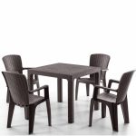 Σετ Τραπεζαρίας 5 Τεμαχίων Side Rattan (Καφέ)